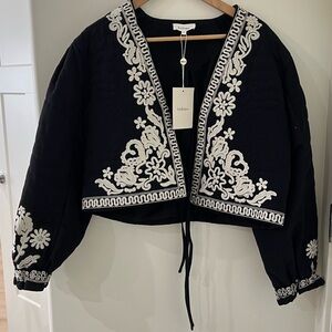 Bohme Black and White Embroidered Blazer